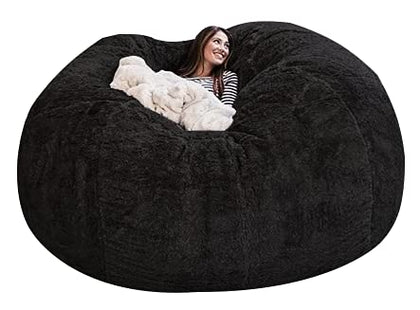 7FT Giant Fur Bean Bag Chair for Adult ?no Filler? Furniture Big Round Soft Fluffy Faux Fur BeanBag Lazy Sofa Bed Cover(it was only a Cover, not a Full Bean Bag) Faux Fur BeanBag Lazy Sofa Bed Cover