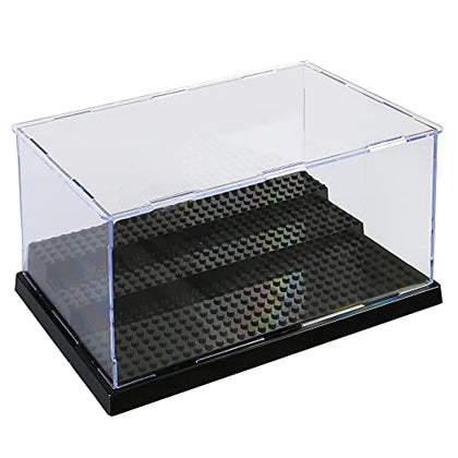 JDS Toy Store Acrylic Display Case for Brick Figures| 15 x 4.35 x 3.05 | Figure Display Case in Black