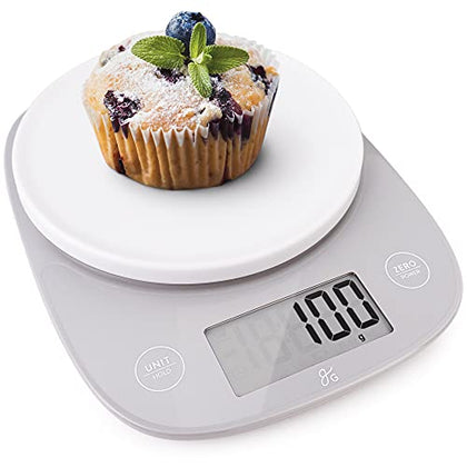 Greater Goods Premium Baking Scale - Ultra Accurate, Digital Kitchen Scale | Prep Baked Goods, Weigh Food and Coffee, or Use for Meal Prep | Four Units of Measurement | Designed in St. Louis (Grey)