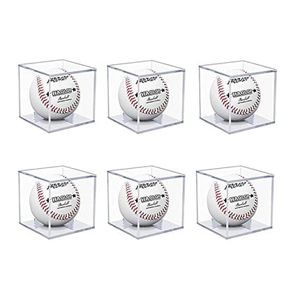 6 Pack Baseball Display Case UV Protected Acrylic Clear Baseball Holder Square Cube Ball Protector Memorabilia Autograph Display Box