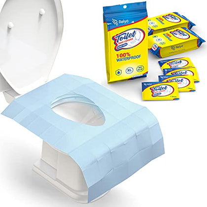 Toilet Seat Covers Disposable 100% Waterproof (20 Pack) - XL Disposable Toilet Seat Covers for Adults and Kids Potty Training - Travel Accessories for Public Restrooms, Airplane, Camping