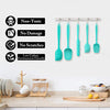 HOTEC Food Grade Silicone Rubber Spatula Set Kitchen Utensils for Baking, Cooking, and Mixing High Heat Resistant Non Stick Dishwasher Safe BPA-Free Set of 5 Aqua Skay