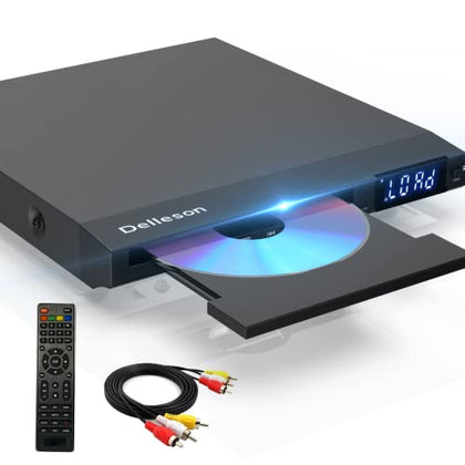 All Region Free Compact DVD Player for TV, Microphone Jack, AV Output & USB Input, PAL/NTSC Auto-Switch System, AV Connect with RCA Cable and Remote Control
