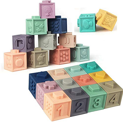 Litand Soft Stacking Blocks for Baby Montessori Sensory Infant Bath Toys for Toddlers Babies 6 9 Month 1 2 Year Old