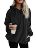 Yanekop Womens Oversized Hoodies Sherpa Sweatshirts Fuzzy Fleece Pullover Fluffy Outerwear With Pockets(Black,S)