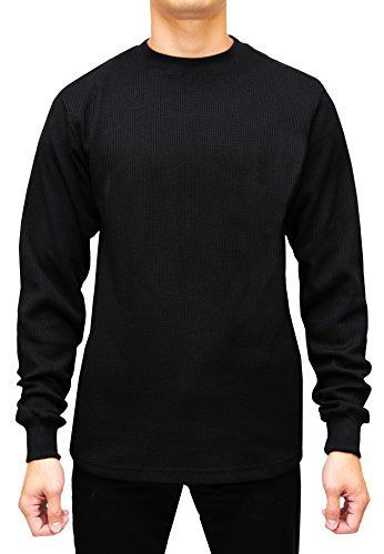 Access Men's Heavyweight Long Sleeve Thermal Crew Neck Top Black Small