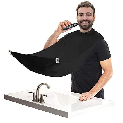 TecTake Beard Bib Apron, Mens Beard Hair Catcher for Shaving and Trimming, Non-Stick Beard Shave Cape, Grooming Accessories Tools & Gifts for Husband or Dad