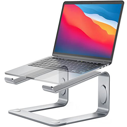 LORYERGO Laptop Stand, Ergonomic Laptop Riser Laptop Mount for Desk, Notebook Stand Compatible with Most 10-15.6 Laptops, Silver