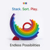 BLUE GINKGO Silicone Rainbow Stacker - Montessori Nesting Puzzle | Kids and Toddler | Stacking Sensory Toys - 10 Layers (Vibrant)