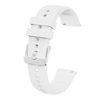 NBONAL Silicone Watch Band with Quick Release for Women Men Soft thin Strap for Replacement(18mm-White)