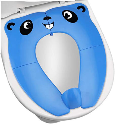 Upgrade Portable Potty Seat with Splash Guard for Toddler, Foldable TraveL with Carry Bag, Non-Slip Pads Toilet Potty Training Seat Covers for Baby, Toddlers and Kids (Blue)