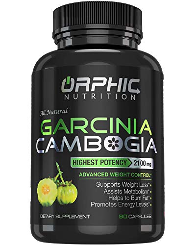 ORPHIC NUTRITION Garcinia Cambogia Extract 1 Month Supply - to Support Weight Loss Efforts* - Helps Curb Appetite*, Suitable for Vegetarians - 2100 MG - 90 Caps
