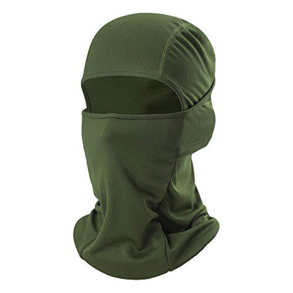 hikevalley Balaclava Face Mask Adjustable Windproof UV Protection Hood (Army Green)