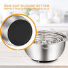 Wildone Mixing Bowls Set of 5, Stainless Steel Nesting Bowls with Lids, 3 Grater Attachments, Measurement Marks & Non-Slip Bottoms, Size 5, 3, 2, 1.5, 0.63 QT, Great for Mixing & Serving