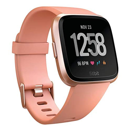 Fitbit Versa Smart Watch, Peach/Rose Gold Aluminium, One Size (S & L Bands Included), Heart Rate Monitor