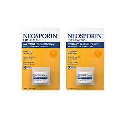Neosporin Lip Health Overnight Renewal Therapy, 0.27 Oz, Pack of 2