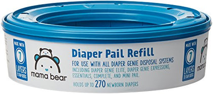 Amazon Brand - Mama Bear Diaper Pail Refills for Genie Pails, 270 Count (Pack of 1)