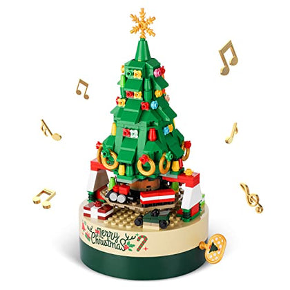 AOKESI Christmas Tree Building Kits for Kids - DIY Building Block Music Box, Educational Learning Science Building for 8+ Year Old Kids Boys Girls; New 2023 (373 Pieces)