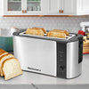 Elite Gourmet ECT-3100 Long Slot 4 Slice Toaster, Reheat, 6 Toast Settings, Defrost, Cancel Functions, Built-in Warming Rack, Extra Wide Slots for Bagels & Waffles, Stainless Steel & Black