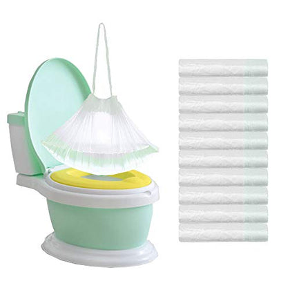 100 Pack Potty Chair Liners Disposable,Drawstring Training Toilet Seat Liner Bags Cleaning Bag for Kids Toddlers Outdoors Travel