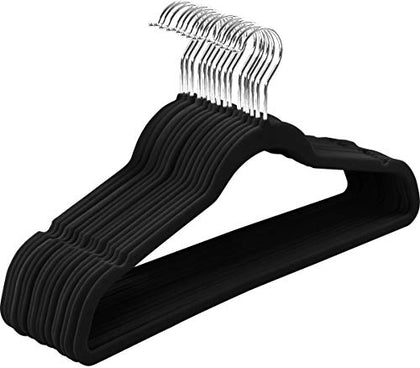 Utopia Home Premium Velvet Hangers 30 Pack - Non-Slip Clothes Black Suit with 360 Degree Rotatable Hook Heavy Duty Coat