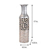Elements 5181406 Embossed Decorative Metal Vase, 17-Inch, Silver