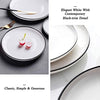 BonNoces 6-inch Small Porcelain Appetizer Plates, White with Black Edges Dinner Side Dishes Serving Plate, Dessert, Salad, Snacks Plate, Set of 6