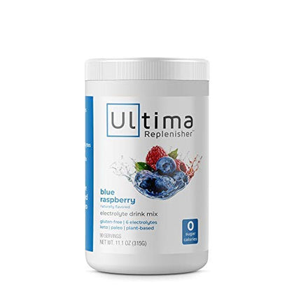 Ultima Replenisher Hydration Electrolyte Powder- 90 Servings- Keto & Sugar Free- Feel Replenished, Revitalized- Naturally Sweetened- Non- GMO & Vegan Electrolyte Drink Mix- Blue Raspberry