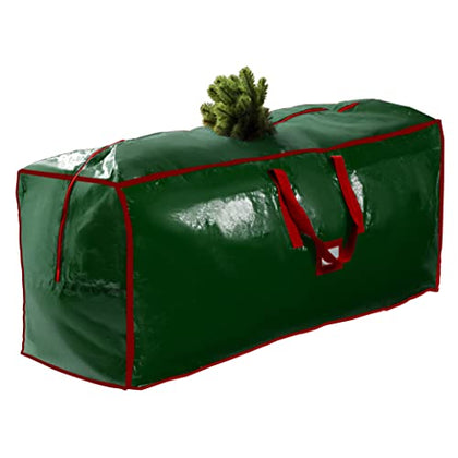 Pakkon Christmas Tree Storage Bag - Fits 9 Ft Artificial Trees - Plastic, Waterproof Christmas Tree Bag - Strong, Durable Handles - Labeling Card Slot - Green