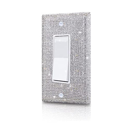 Gaocai Silver Shiny Silver Rhinestones Wall Plates Light Switch Cover Decorative Outlet Cover Single Toggle Switch Plates And Outlet Covers
