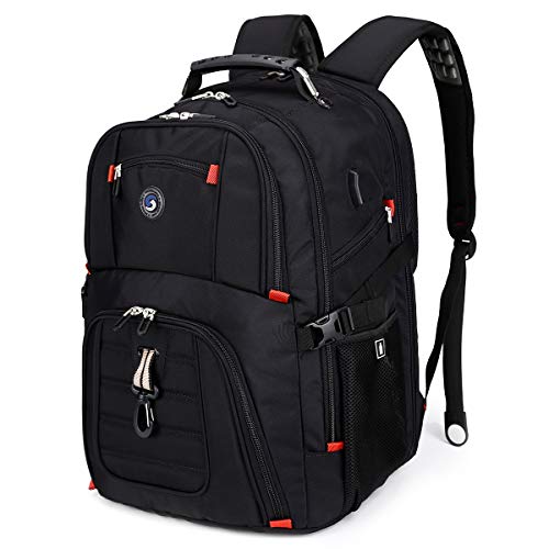 SHRRADOO Extra Large 52L Travel Laptop Backpack with USB Charging Port, College Backpack Airline Approved Business Work Bag Fit 17 Inch Laptops for Men Women,Black
