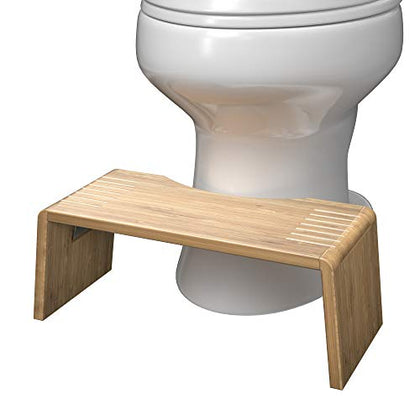 Squatty Potty Oslo Folding Bamboo Toilet Stool - 7 Inches, Collapsible Bathroom Stool for Kids and Adults - Brown, Portable and Space-Saving