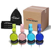 Kaysent Heavy Duty Classroom Headphones Set for Students - (KHPB-4Mixed) 4 Packs Multi-Colors Kids' Headphones for School, Library, Computers, Children and Adult(No Microphone)