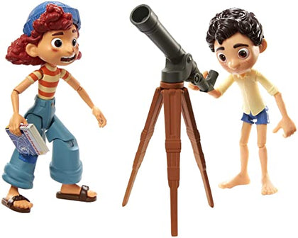 Mattel Disney Pixar Luca Stargazers Pack with Luca Paguro&Giulia Posable Authentic Action Figure Movie Characters&Telescope&Book Accessories,Gift for Kids Ages 3 Years&Older [Amazon Exclusive]