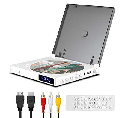 Mini DVD Player with HiFi Built-in Speakers, Region Free DVD Players for TV, HDMI & AV Output, Super Small CD/DVD Player with USB Input, NTSC/PAL System, HDMI&AV Cables, Remote Control Included
