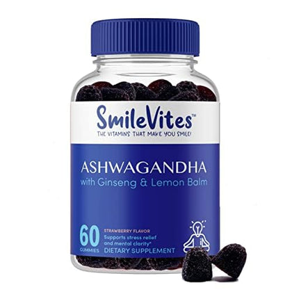 Heartland Pharma SmileVites Ashwagandha Gummies with Ginseng & Lemon Balm (60 Count (Pack of 1))