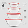 Superior Glass Mixing Bowls Set with Lids - 8-Piece with BPA-Free lids, Space-Saving Nesting Bowls - Easy Grip & Stable Design for Meal Prep & Food Storage - For Cooking, Baking