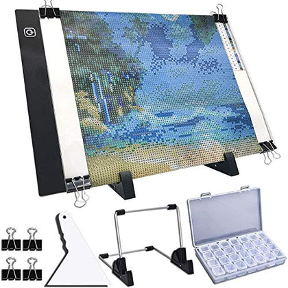 ARTDOT A4 LED Light Board for Diamond Painting Kits, USB Powered Light Pad, Adjustable Brightness with Detachable Stand and Clips