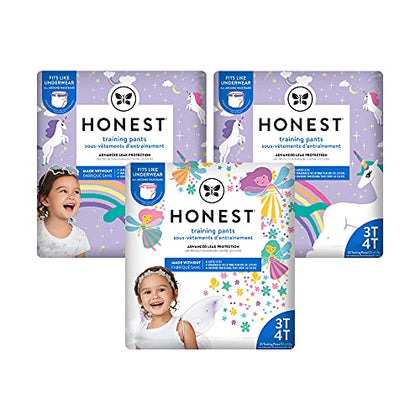 The Honest Company Clean Conscious Training Pants | Plant-Based, Sustainable Diapers | Magical Moments + Butterfly Kisses | Size 3T/4T (32-40 lbs), 69 Count