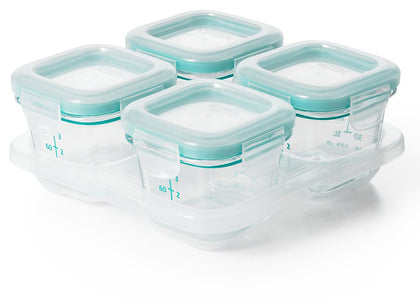 OXO Tot Glass Baby Blocks Food Storage Containers, Teal, 4 oz