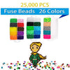 25,000 pcs Fuse Beads Kit 26 Colors 5MM, Including 127 Patterns, 4 Big Square, 1 Heart Pegboards, 1 Flower Ironing Paper, Tweezers, Beads Compatible by INSCRAFT