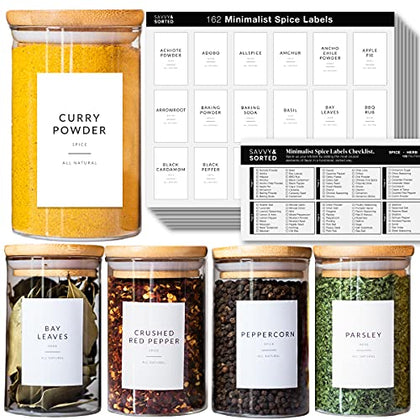 Minimalist Spice Labels for Spice Jars - 146 Spice Jar Labels Stickers for Containers - Spice Labels Stickers Preprinted - Spice Organizing Labels Herb Seasoning Kitchen Pantry Labels