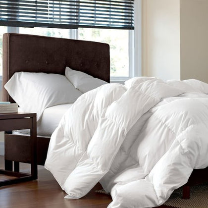 Luxurious Twin/Twin XL Size Goose Down Feather Comforter Down Feather Fiber Duvet 100% Egyptian Cotton Cover - Baffle Box Design - 50oz Fill Weight - Twin/Twin XL Duvet - Solid White