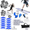 XINXIANG Agility Ladder Speed Training Equipment Set - 20ft Agility Ladder, 12 Soccer Cones, Running Parachute, 4 Metal Stakes and Carrying Bag, Kids Youth Soccer Training Equipment - Blue