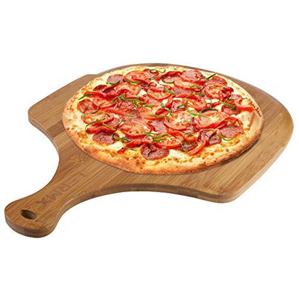 LX LERMX Pizza Peel, Premium Bamboo Pizza Spatula Paddle Cutting Board Handle (Baking Pizza, Bread, Cutting Fruit, Vegetables, Cheese)