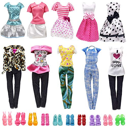 Doll Clothes for 11.5 Inch Girl Doll 20 Pcs Casual Wear Clothes and Doll Accessories with 10 Pairs Shoes +10 Fashion Doll Clothes for Children