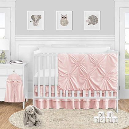 Sweet Jojo Designs Solid Color Blush Pink Shabby Chic Harper Baby Girl Crib Bedding Set 4 Pieces
