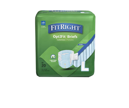 FitRight OptiFit Ultra Adult Briefs, Incontinence Diapers with Tabs, Heavy Absorbency, Large, 44 to 56