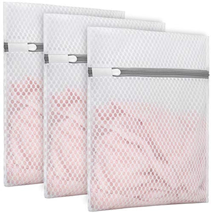3Pcs Durable Honeycomb Mesh Laundry Bags for Delicates 9 x 12 Inches (3 Small)