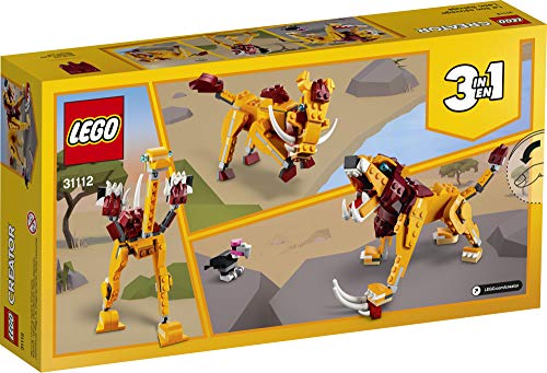 LEGO Creator 3in1 Wild Lion 31112 3in1 Toy Building Kit Featuring Animal Toys for Kids, New 2021 (224 Pieces)